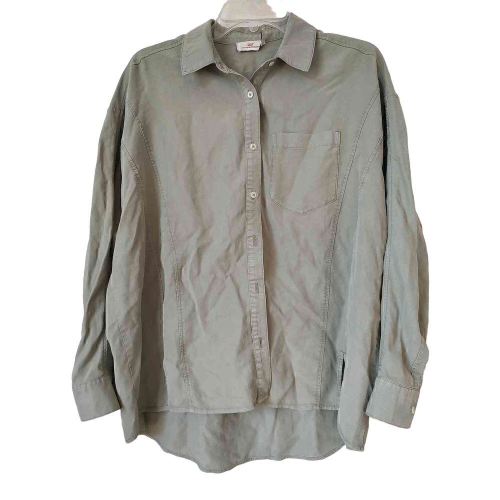 Vineyard Vines Women's Size 6 Sage Green Oversized Long Sleeve Button Down Shirt